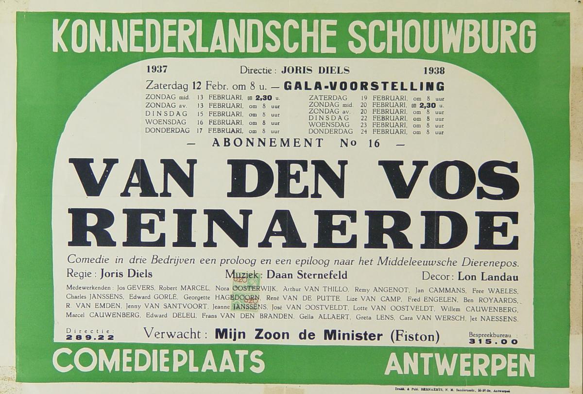 KNS-affiche voor 'Van den vos Reynaerde'