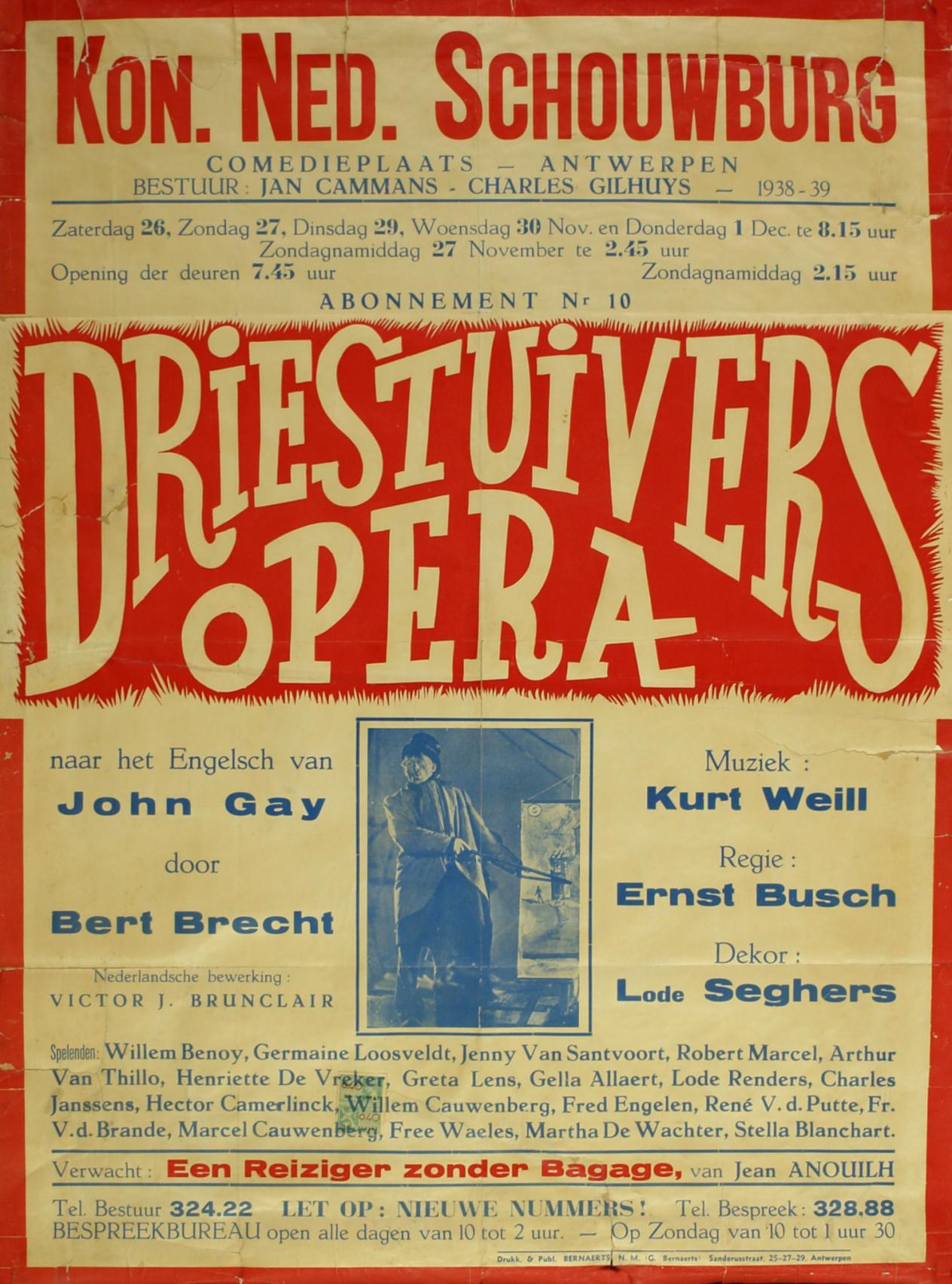 Affiche Driestuiveropera, 1938