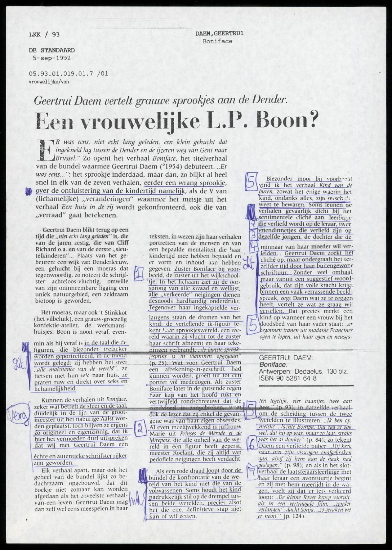artikel 'De Standaard', 05.09.1992