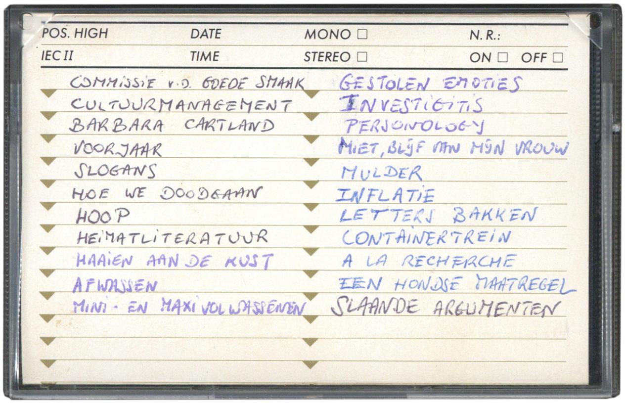 Gie Bogaert - Cassette met radiocolumns (inhoud)