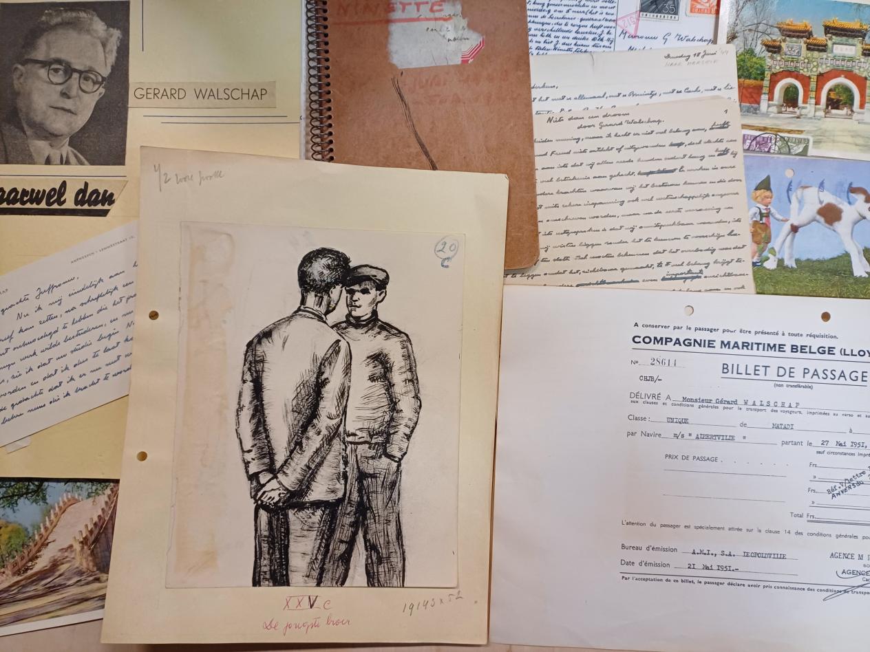 Verzameling documenten van Walschap: manuscripten, foto's, schetsen en illustraties