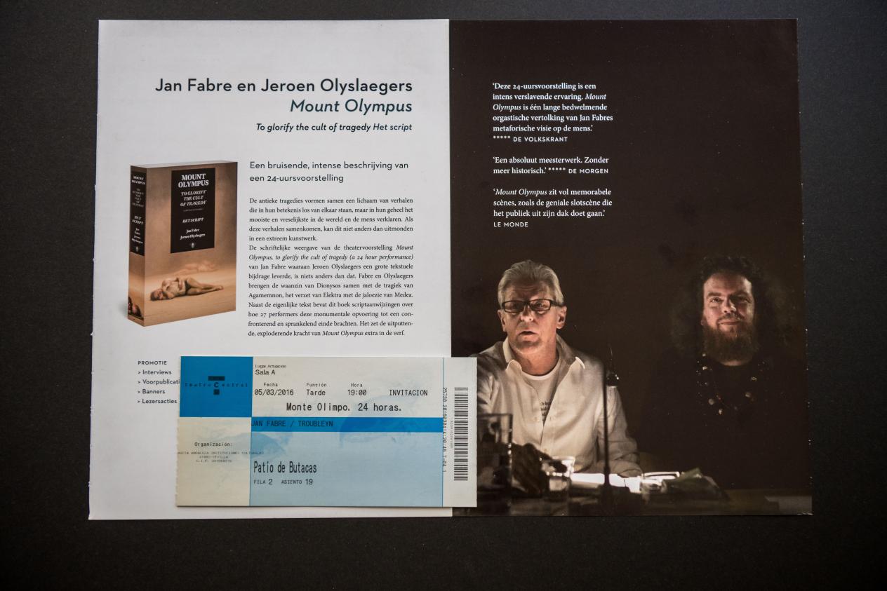 Promotie-advertentie en inkomticket voor Mount Olympus