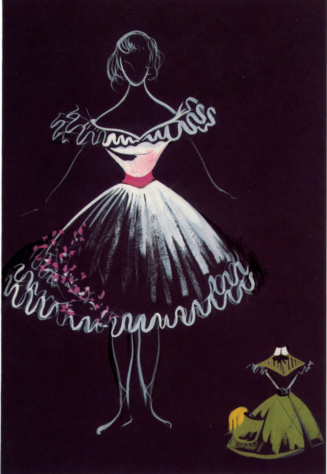 Kostuumschets van een balletjurk