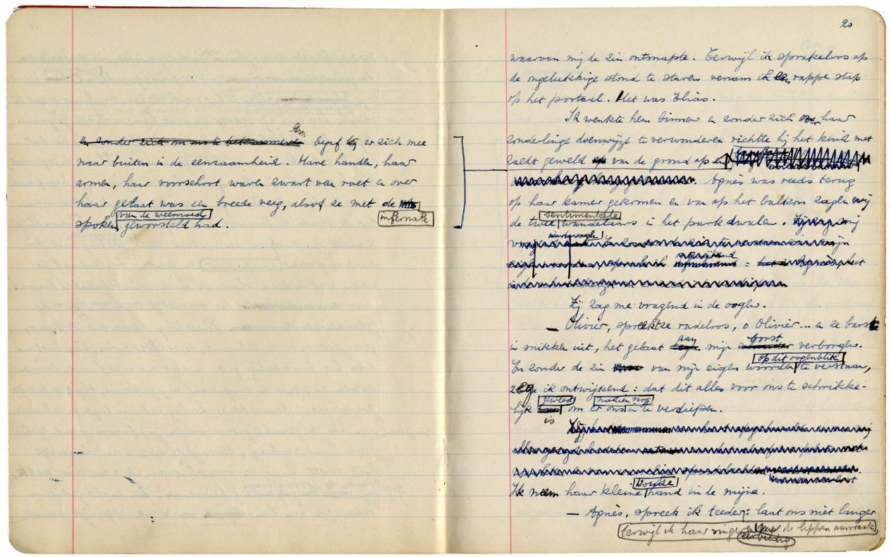 Pagina’s uit een van de in 2013 opgedoken cahiers met hoofdstukken van Elias in (klad)handschrift [1936]