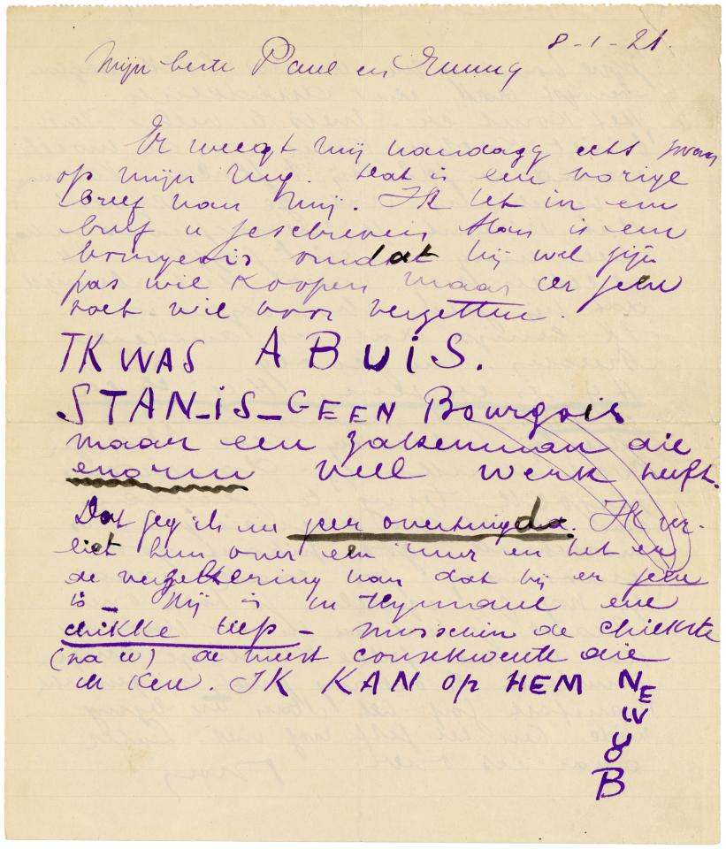 Oscar Jespers aan Paul van Ostaijen, 8 jan. 1921