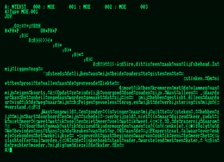 Ruwe data uitgelezen van de CP2-diskettes van Walter van den Broeck