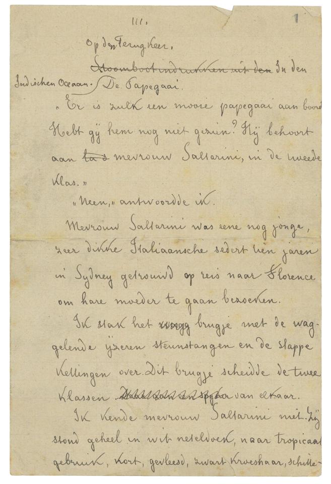 Pagina uit het manuscript van Stoomboorindrukken