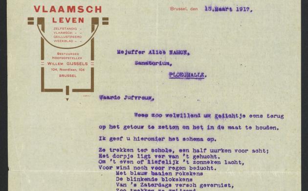 Willem Gyssels aan Alice Nahon, 15.3.1917