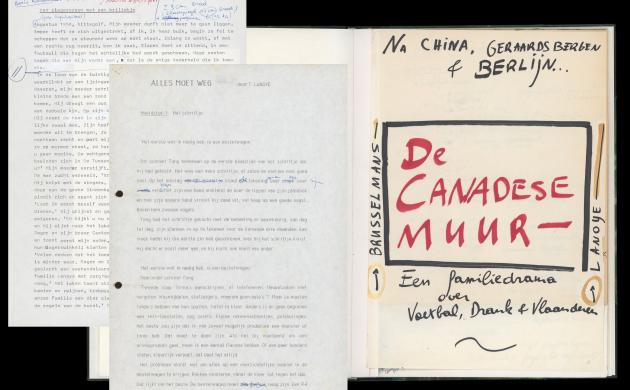 Pagina's uit 'Een slagerszoon met een brilletje', 'Alles moet weg' en 'De Canadese muur'