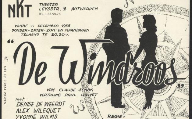 Flyer van voorstelling De Windroos met silhouet van een koppel erop