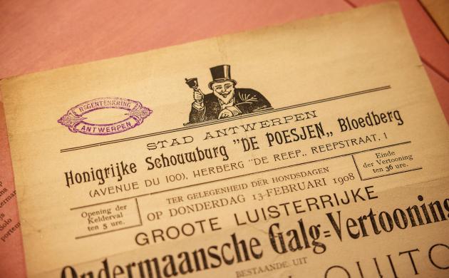 Oude affiche van het Poesjenellentheater