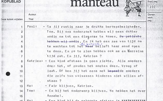 Mireille Cottenjé: 'Wisselspoor', typoscript
