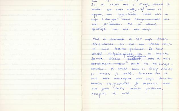 Kristien Hemmerechts, eerste versie van 'Sprookje', handschrift