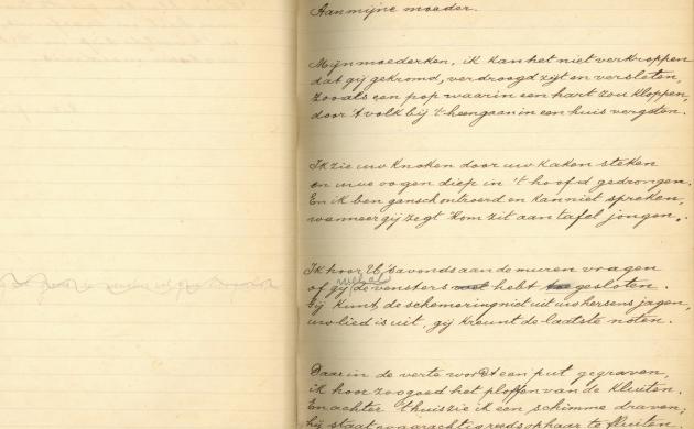 Willem Elsschot: gedicht 'Aan mijn moeder', handschrift