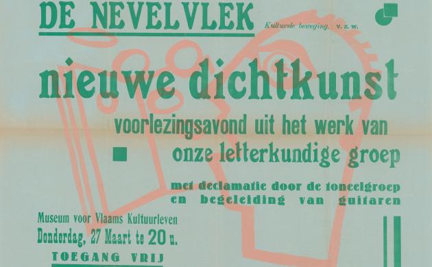 Flyer van De Nevelvlek voor een voorlezingavond