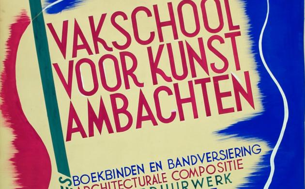 Affiche Vakschool voor Kunstambachten, 1938 - een ontwerp van May Néama