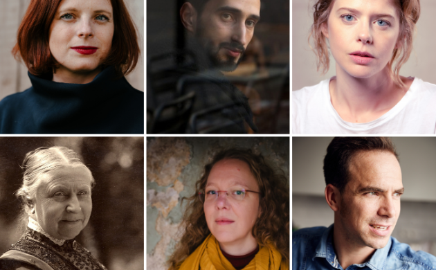 Collage van de portretfoto's van Anneleen Van Offel, Rashif El Kaoui, Maaike Neuvillen, MArie-Elisabeth Belpaire, Runa Svetlikova en Reinout De Pauw