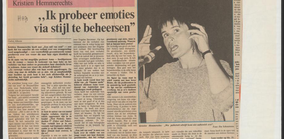 Kranteninterview met Kristien Hemmerechts, 7 mei 1987