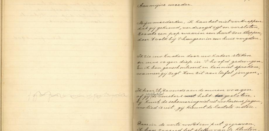 Willem Elsschot: gedicht 'Aan mijn moeder', handschrift