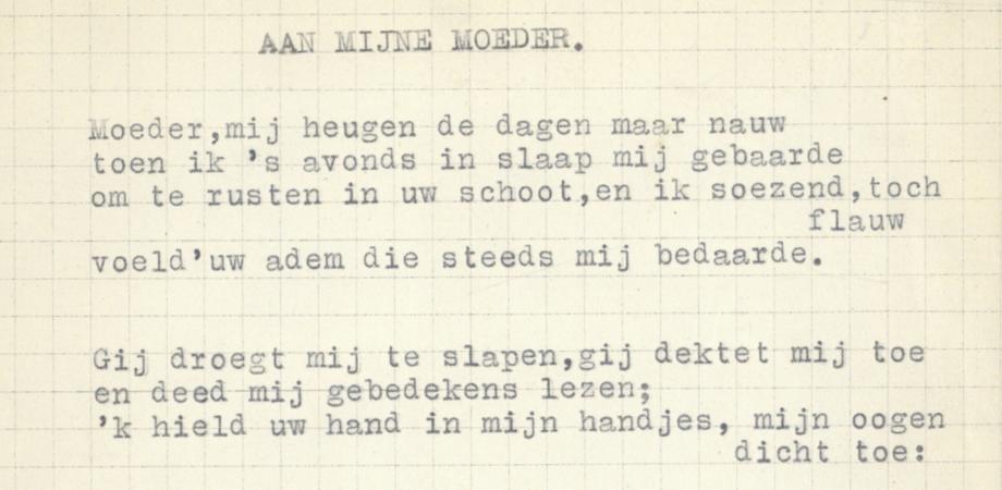 Willem Elsschot: gedicht 'Aan mijne moeder', handschrift