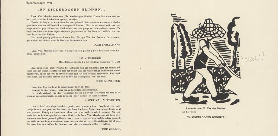 Aankondiging van 'En kinderogen blinken...' van Leen van Marcke