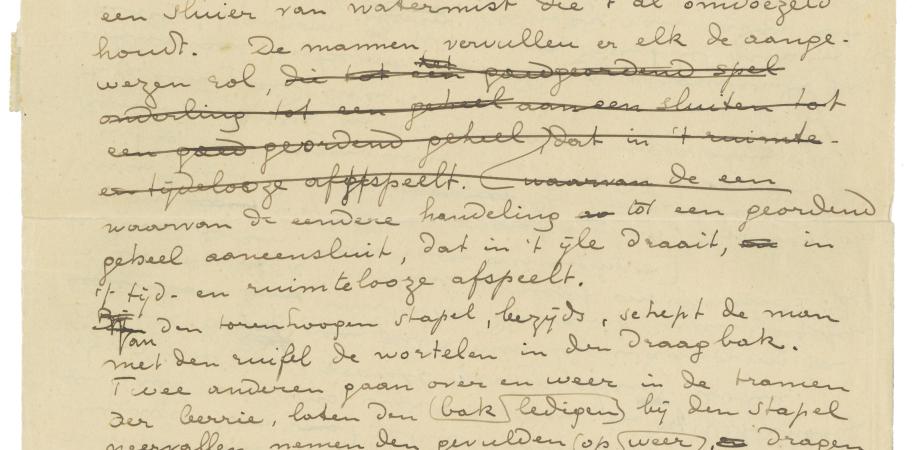 Eerste pagina uit het handschrift van 'Het leven en de dood in den ast' (1926)