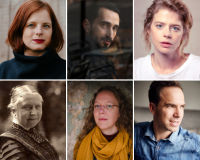 Collage van de portretfoto's van Anneleen Van Offel, Rashif El Kaoui, Maaike Neuvillen, MArie-Elisabeth Belpaire, Runa Svetlikova en Reinout De Pauw